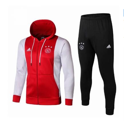 Chaqueta con capucha de entrenamiento Ajax 2019-2020 Traje blanco rojo